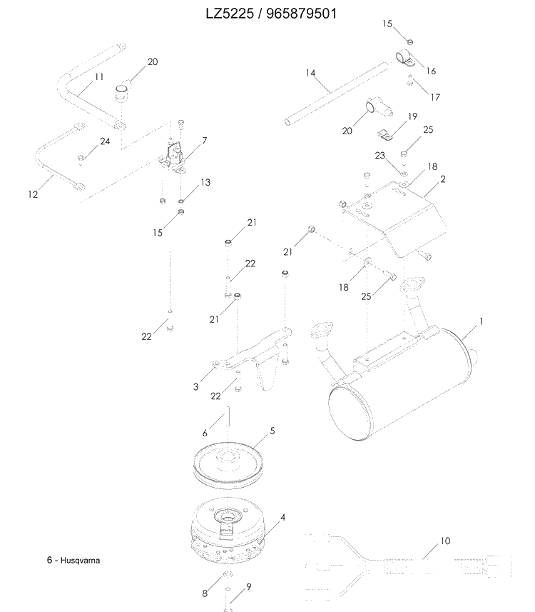 Engine Plate Diagram and Parts List for LZ5225 (965879501)(2008-12) Husqvarna Lawn Mower