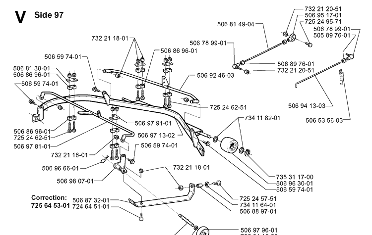Protection Frame Diagram and Parts List for PR14 1999-04 Husqvarna Lawn Mower