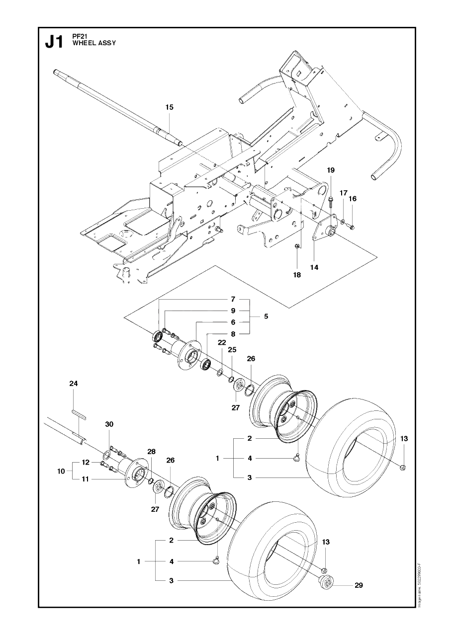 Wheels And Tires Diagram and Parts List for PF21  Husqvarna Lawn Tractor