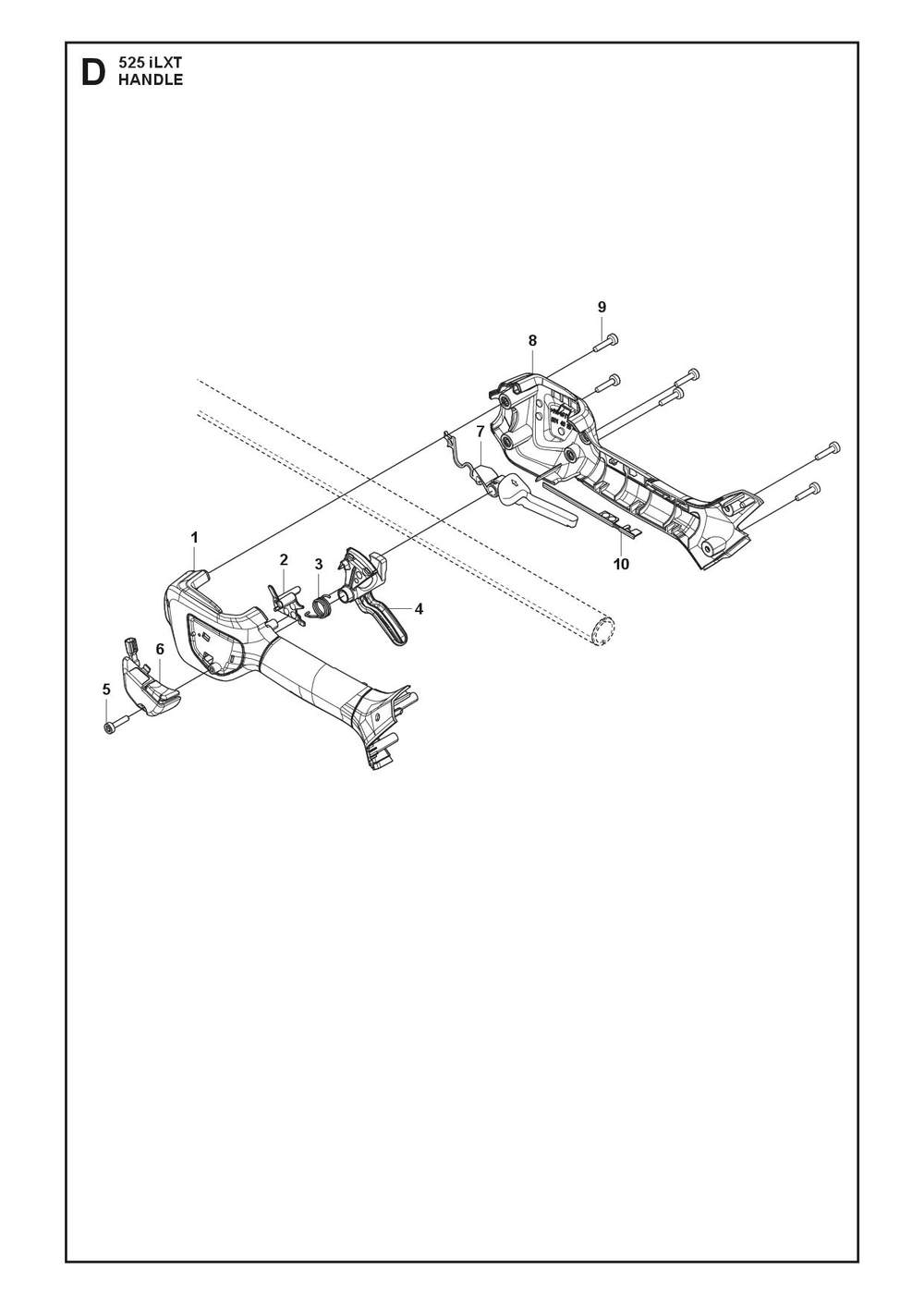 Handle Diagram and Parts List for 525ILXT  Husqvarna Trimmer
