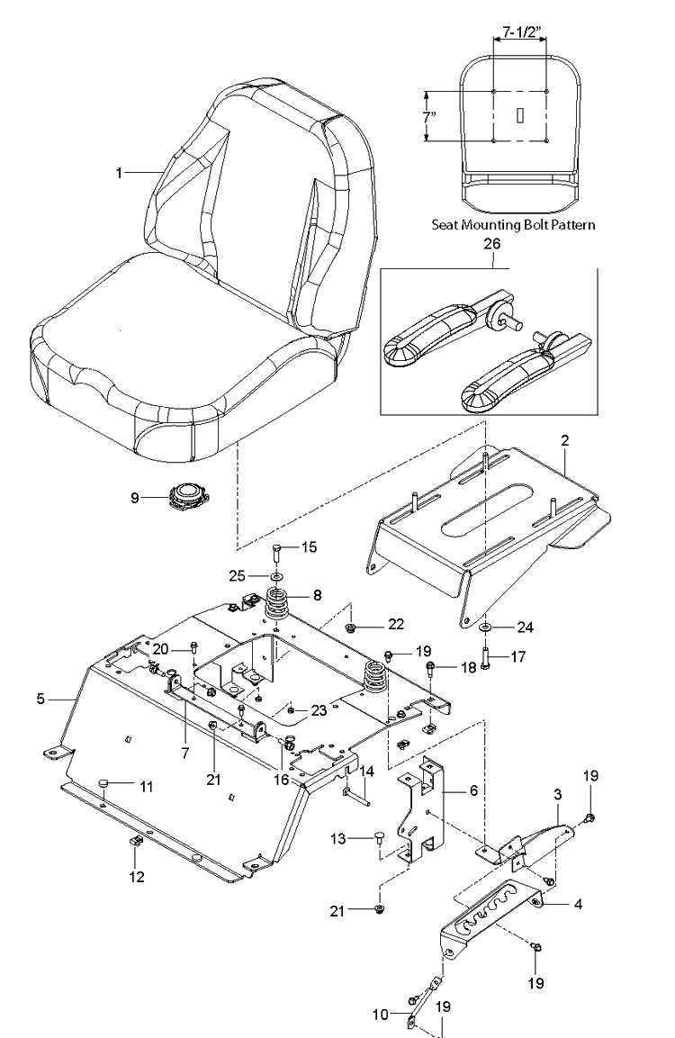 Seat Diagram and Parts List for Z254F (96784490101)(2018-10) Husqvarna Lawn Mower