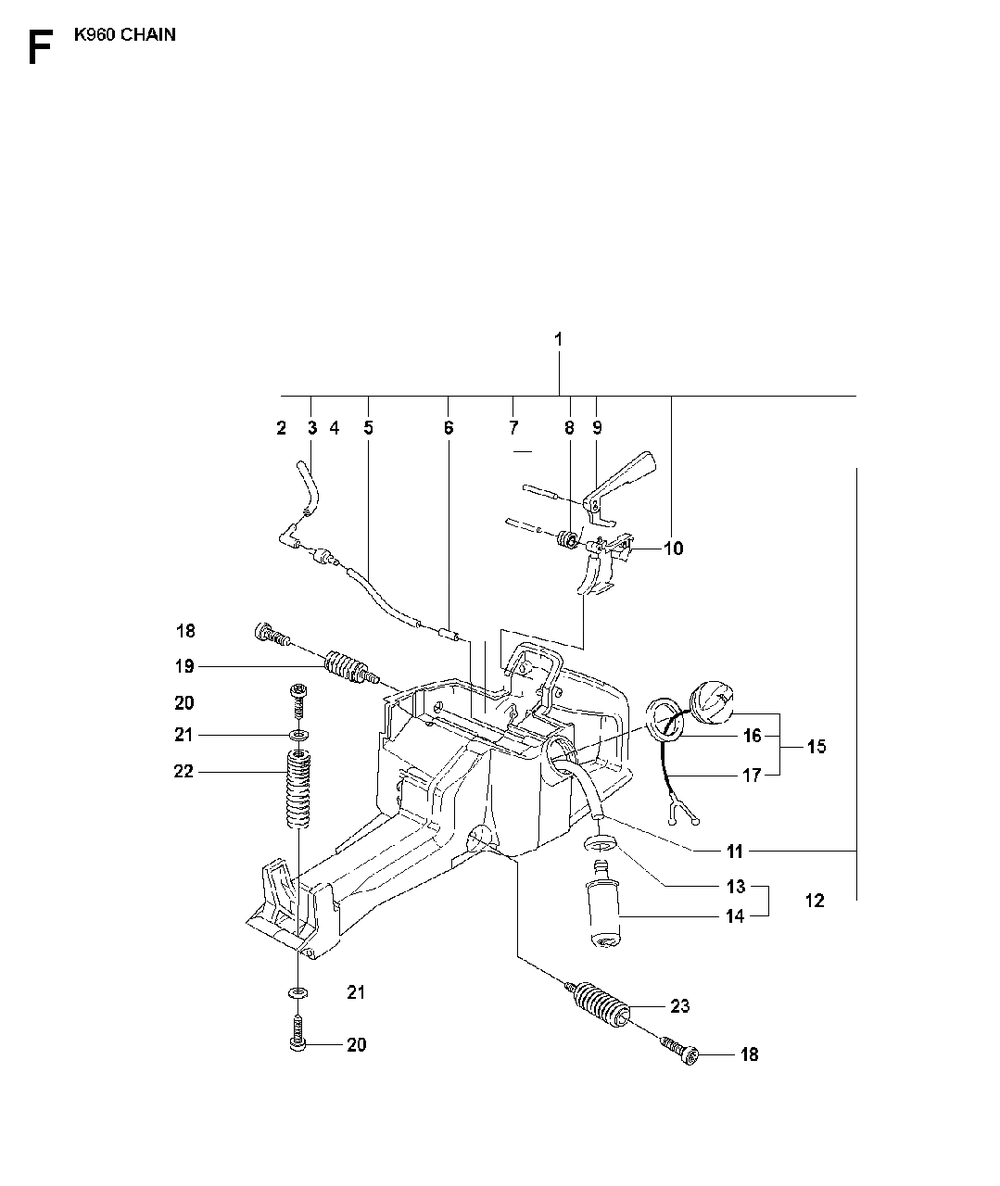 Fuel Tank Diagram and Parts List for K960CHAIN 2008-03 Husqvarna Circular Saw
