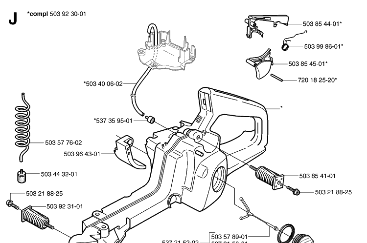 Fuel Tank Diagram and Parts List for 359 20060600001-20070900000 Husqvarna Chainsaw