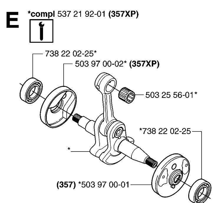 Crankshaft 2 Diagram and Parts List for 359 20060600001-20070900000 Husqvarna Chainsaw