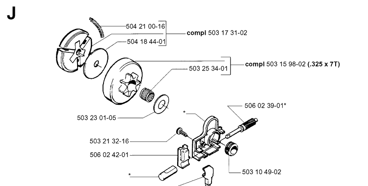 Clutch And Oil Pump 2 Diagram and Parts List for 40 20013500001-Current Husqvarna Chainsaw