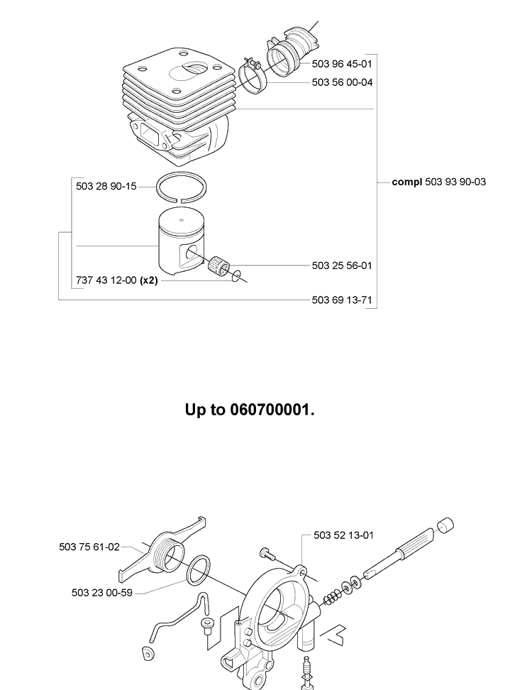 Service Variations Diagram and Parts List for 365EPA 2007-03 Husqvarna Chainsaw