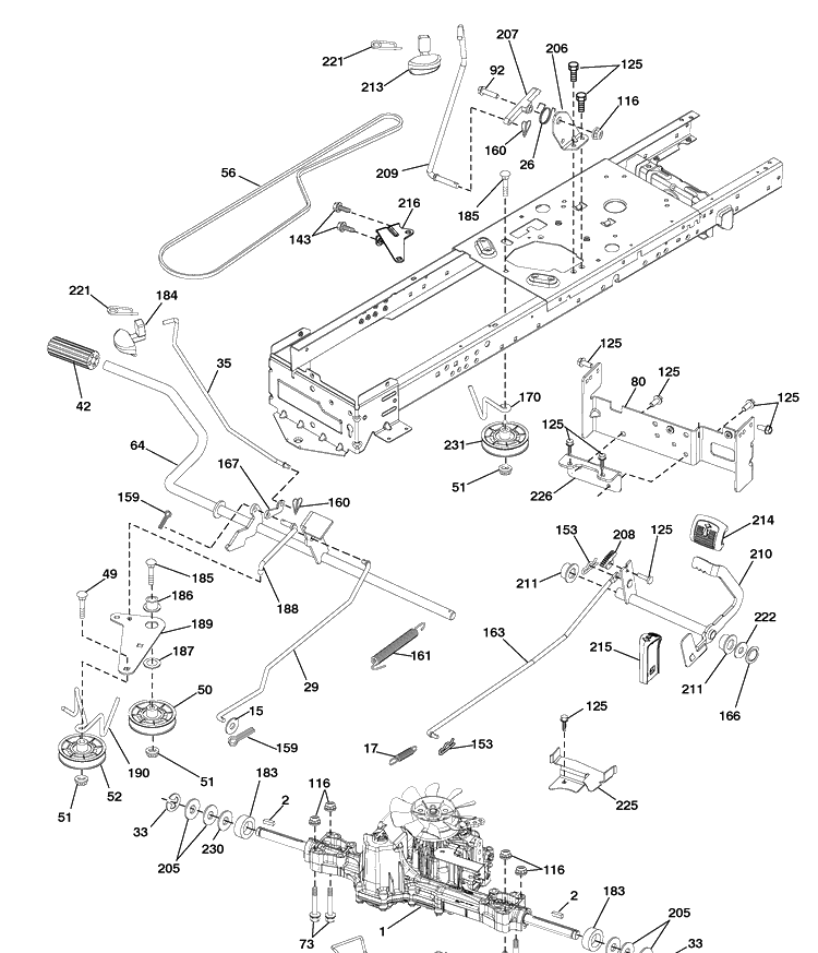 Drive Diagram and Parts List for YTH20K46 (917289543)(2010-02) Husqvarna Lawn Mower