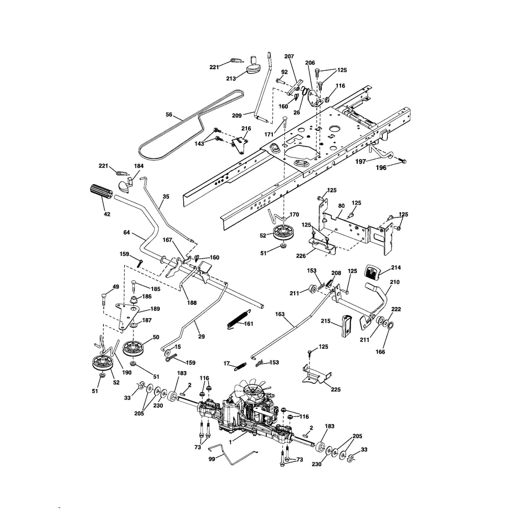 Drive Diagram and Parts List for 917287561  Husqvarna Lawn Tractor