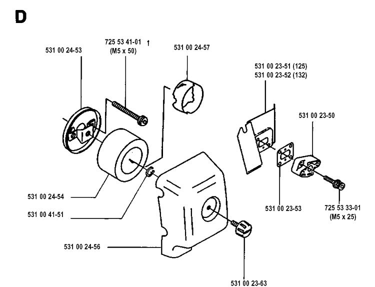 Air Filter Diagram and Parts List for 125RB 19931400001-Current Husqvarna Brush Cutter