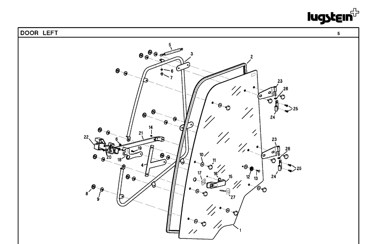 Door Left Diagram and Parts List for 966754601 2012 Husqvarna Lawn Tractor Accessories