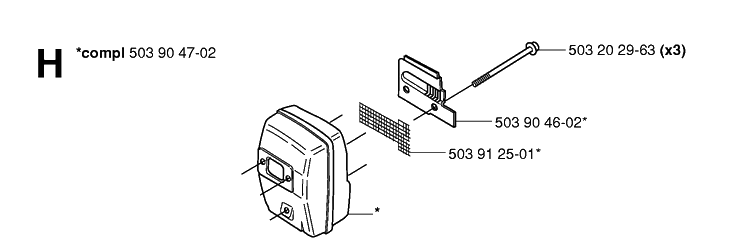 Muffler Diagram and Parts List for 235R 20060100001-20061400000 Husqvarna Brush Cutter