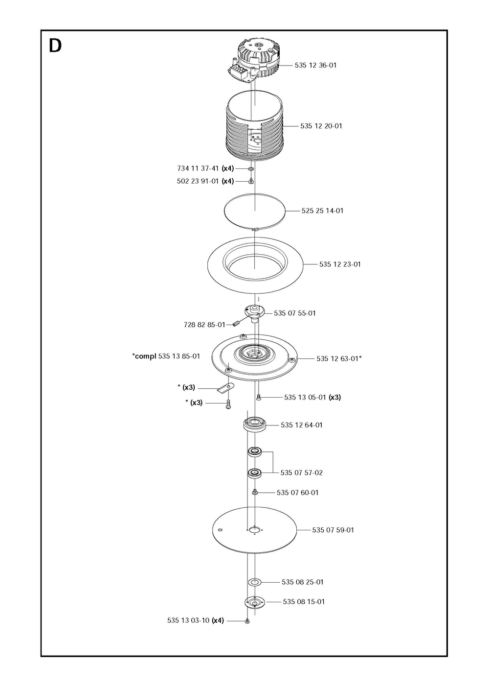 Blade Motor And Cutting Equipment Diagram and Parts List for 210  Husqvarna Lawn Mower