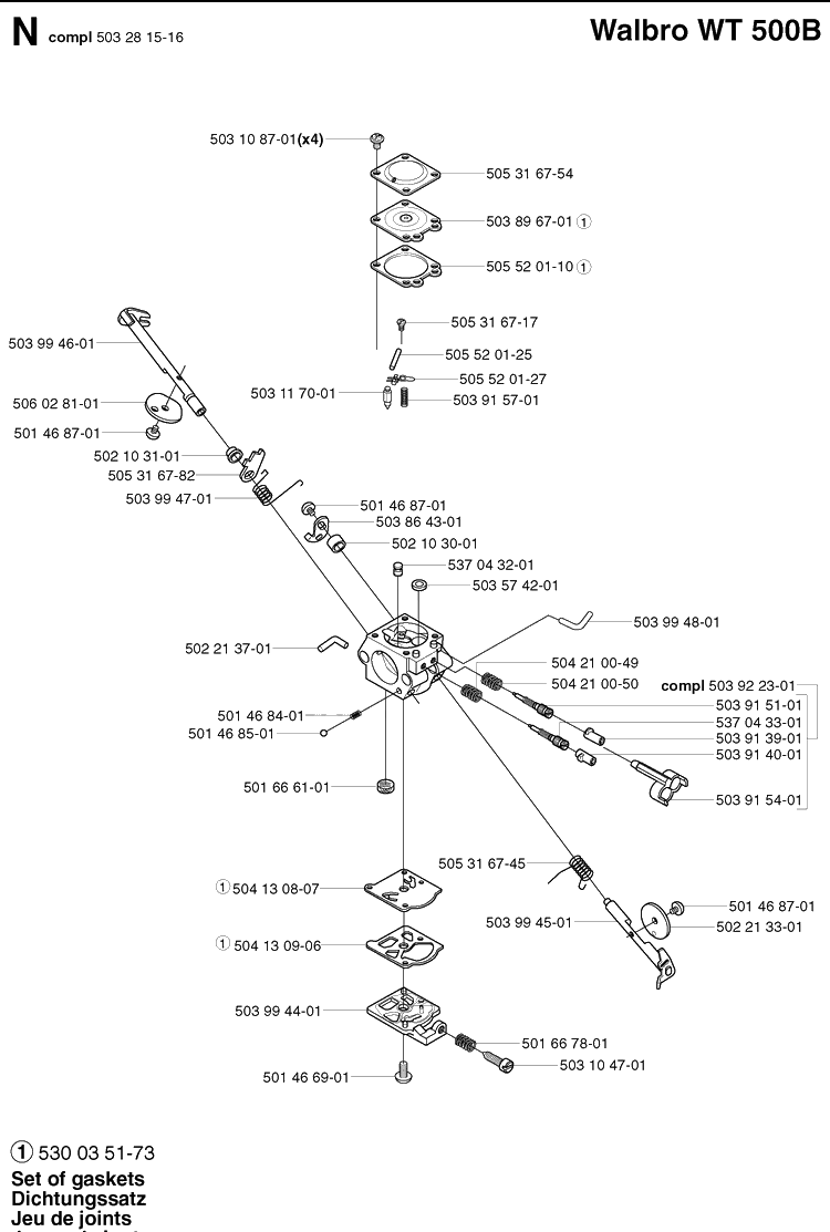 Carburetor Details Diagram and Parts List for 225H75 20022200001-Current Husqvarna Hedge Trimmer