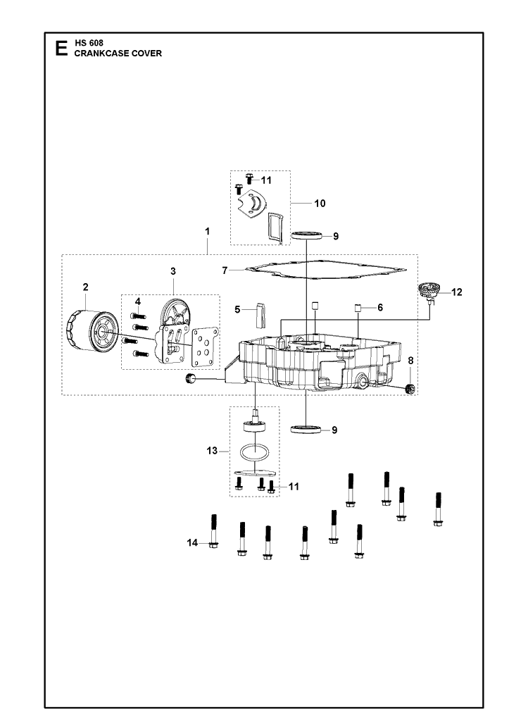 Crankcase Cover Diagram and Parts List for 593230101 2021-01 Husqvarna Engine