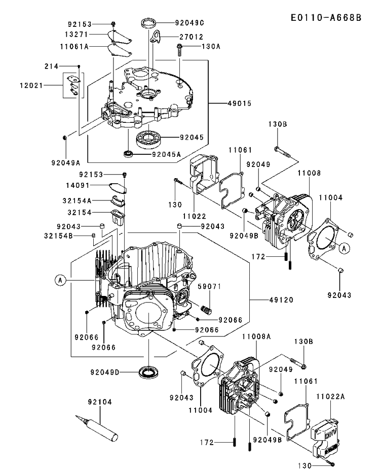 Cylinder And Crankcase Diagram and Parts List for FX921V-DS06 2017-09 Husqvarna Engine