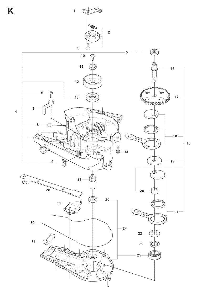 Gear Housing Diagram and Parts List for 325HS75 (X-SERIES)(20081800001-Current) Husqvarna Hedge Trimmer