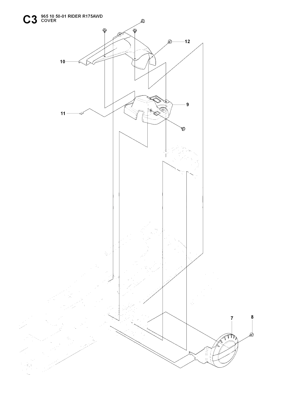 Cover Diagram and Parts List for R175AWD (965105001)(2007-01) Husqvarna Lawn Tractor