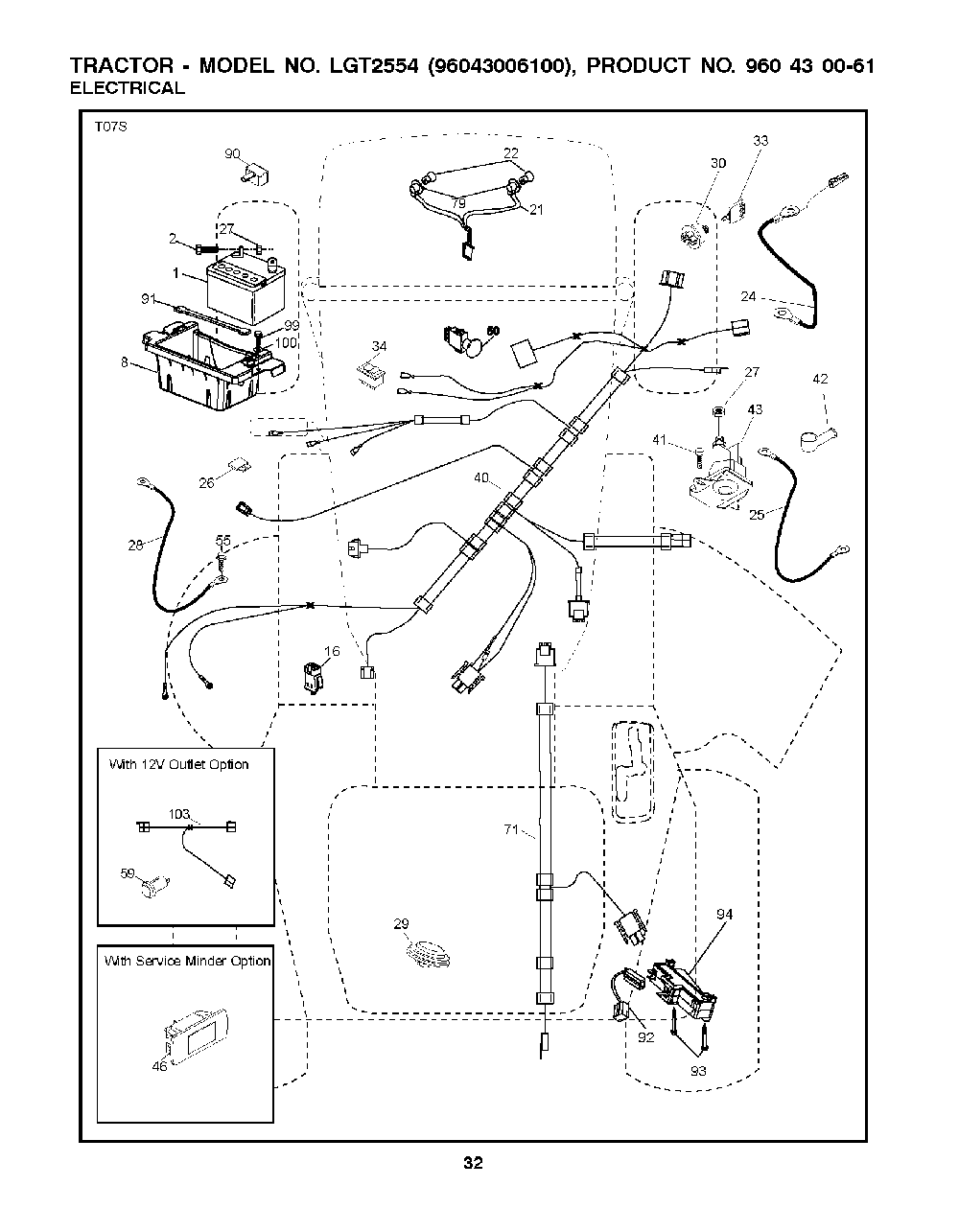 Electrical Diagram and Parts List for LGT255496043006100 2008-12 Husqvarna Lawn Tractor