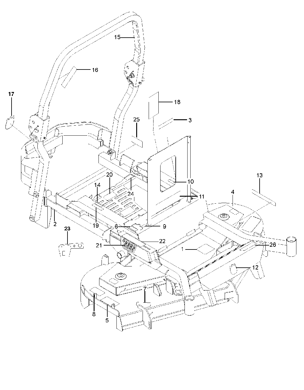 Decals Diagram and Parts List for P-ZT4822CA (966663801)(2011-11) Husqvarna Lawn Tractor