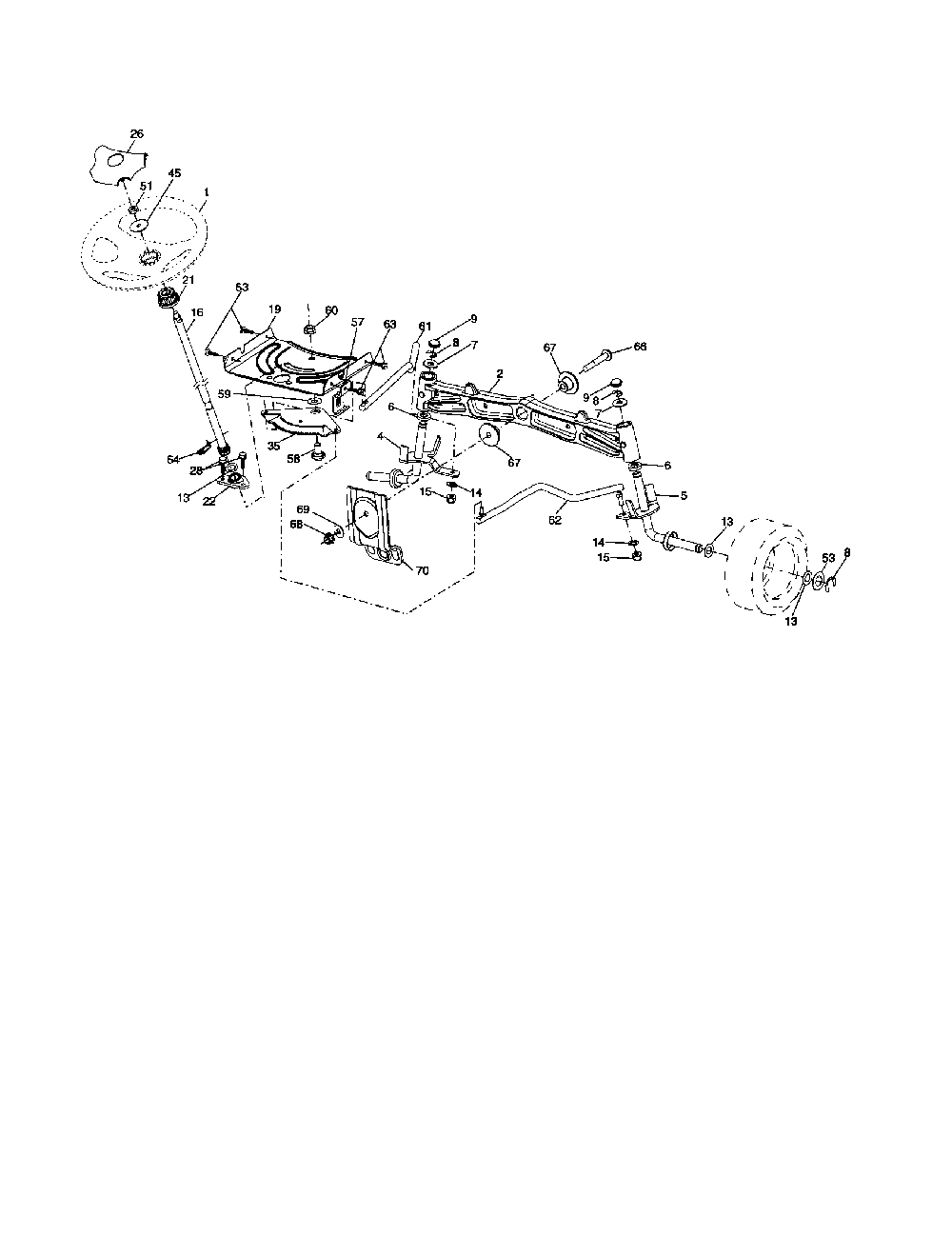Steering assembly Diagram and Parts List for YTH2348-917287560  Husqvarna Lawn Tractor