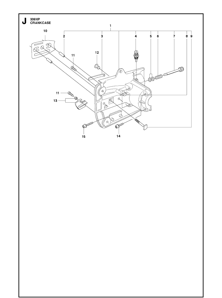 Crankcase Diagram and Parts List for 339XP 20100600001-Current Husqvarna Chainsaw