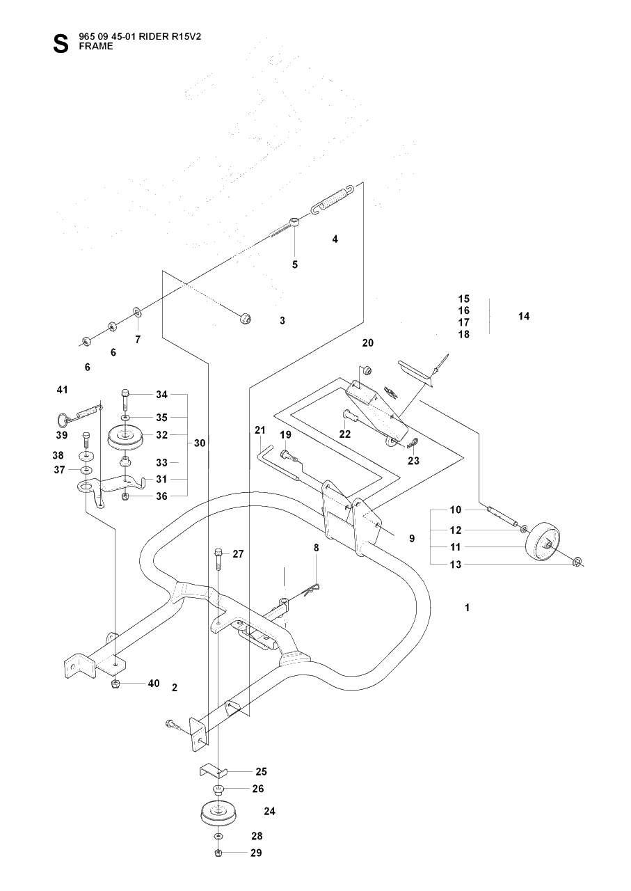 Frame Diagram and Parts List for R15-V2 (965094501)(2007-01) Husqvarna Lawn Tractor