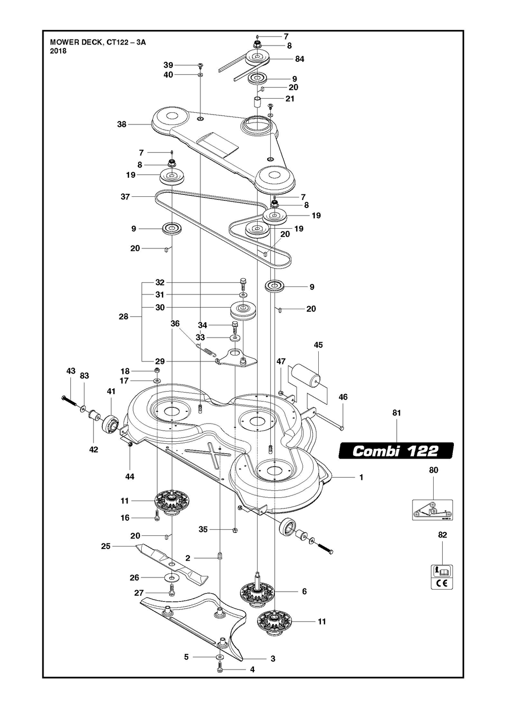 48/122cm Cutting Deck Diagram and Parts List for 122P5242012-2022  Husqvarna Lawn Tractor Accessories