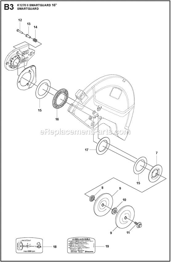 Guard C Diagram and Parts List for K1270II  Husqvarna Concrete Saw