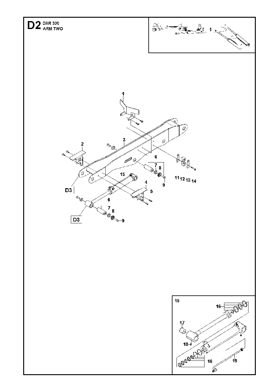 Arm Two Diagram and Parts List for DXR300 (1 & Above)(2013-08) Husqvarna Demolition Hammer