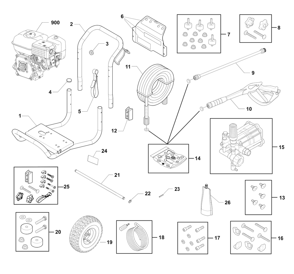 Main Unit (80101142) Diagram and Parts List for 020817-00  Husqvarna Pressure Washer