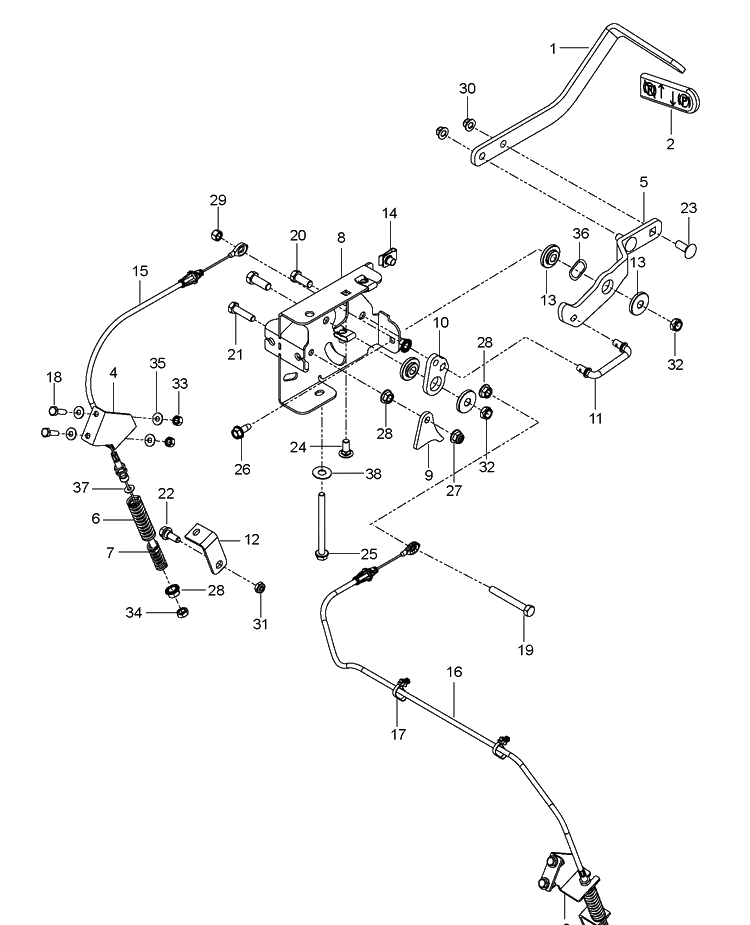 Parking Brake 2 Diagram and Parts List for MZ54S (96733410100)(2016-12) Husqvarna Lawn Mower