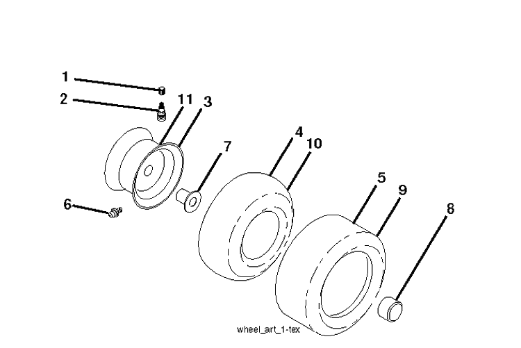Wheels And Tires Diagram and Parts List for YTH2042 (96043012200)(2010-10) Husqvarna Lawn Tractor