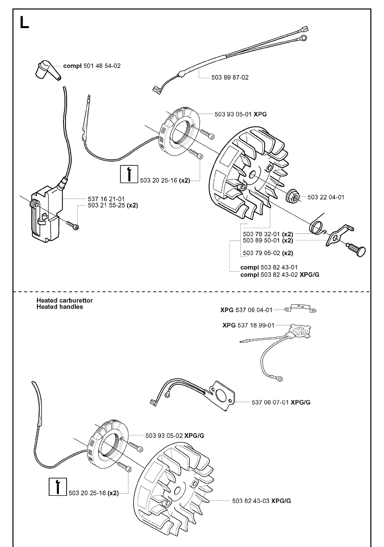 Ignition System Diagram and Parts List for 346XP 20041000001-20070799999 Husqvarna Chainsaw