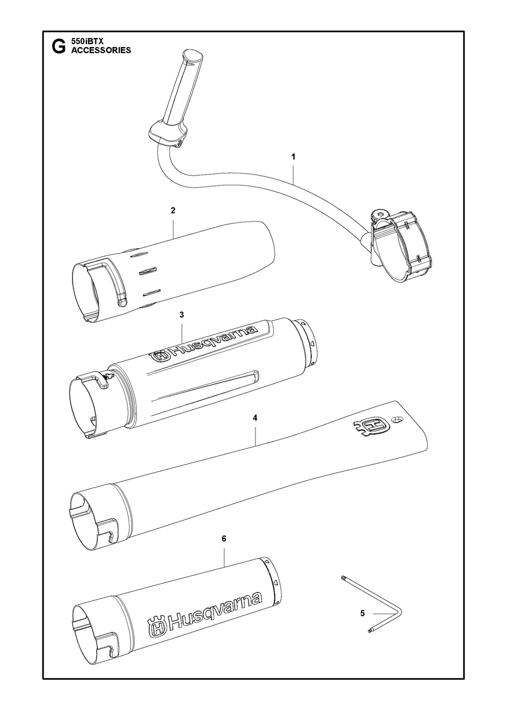 Accessories Diagram and Parts List for 550IBTXBT  Husqvarna Leaf Blower / Vacuum