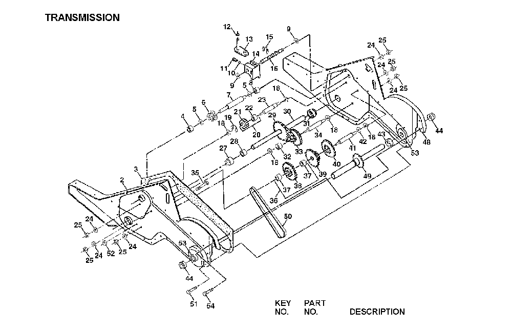 Transmission Diagram and Parts List for CRTH550 (954140064B)(1999-03) Husqvarna Tiller