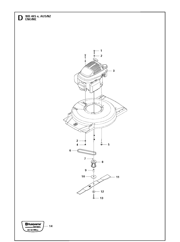 Engine Diagram and Parts List for WB48SE 96644090204 Husqvarna Lawn Mower