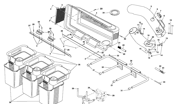 Grass Catcher Diagram and Parts List for LTB48A (C48A)(954631930)(2001-11) Husqvarna Lawn Tractor Accessories