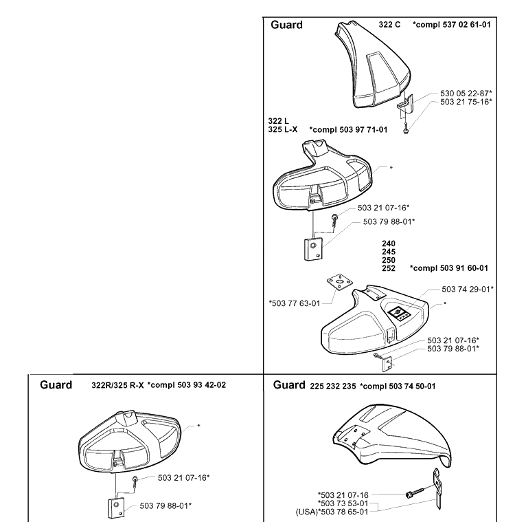 Guards Diagram and Parts List for 19961400001-19971400000  Husqvarna Edger