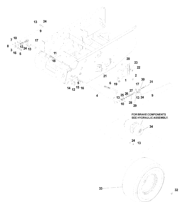 Brake Group Linkage Diagram and Parts List for BZ6127D (968999218) (BAM) (033600000 and Up)(2004-11) Husqvarna Lawn Mower