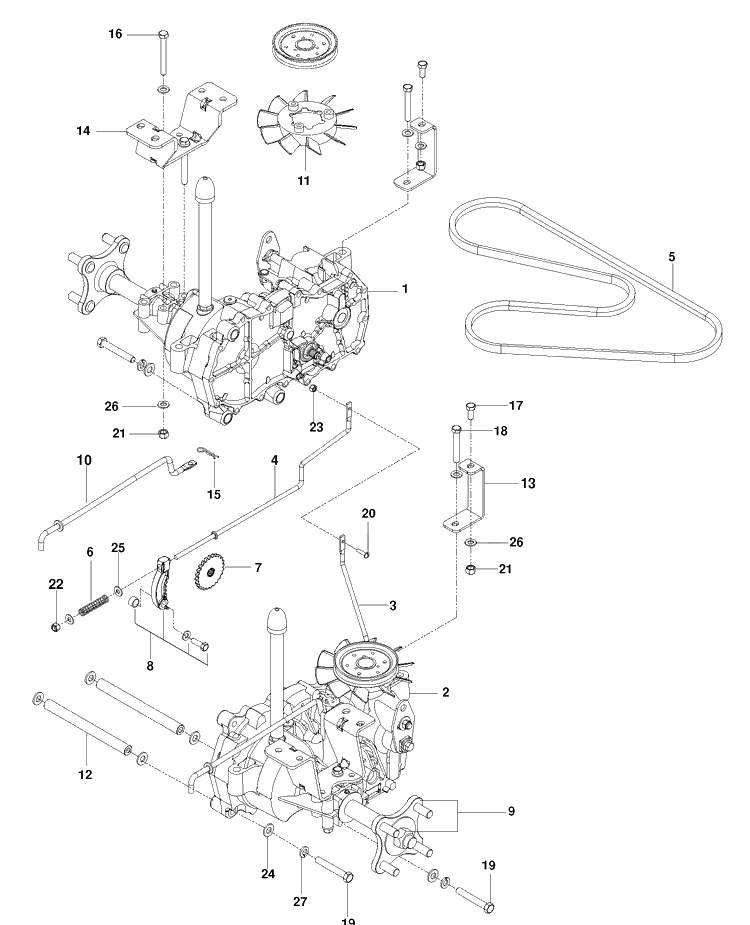 Hydraulic Pump- Motor Diagram and Parts List for RZ4623 (967009804)(2013-12) Husqvarna Lawn Mower