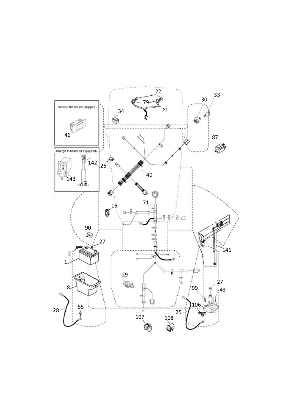 Electrical Diagram and Parts List for TC130 2020 Husqvarna Lawn Tractor