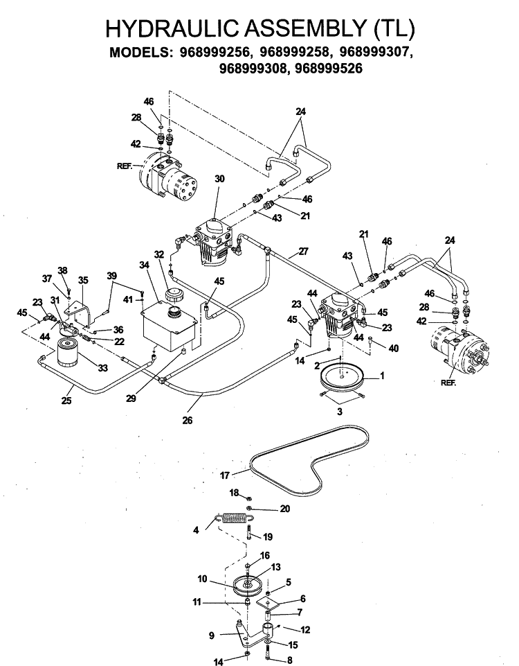 Hydraulic Pump - Motor 2 Diagram and Parts List for IZ5223 (968999526)(2006-08) Husqvarna Lawn Mower
