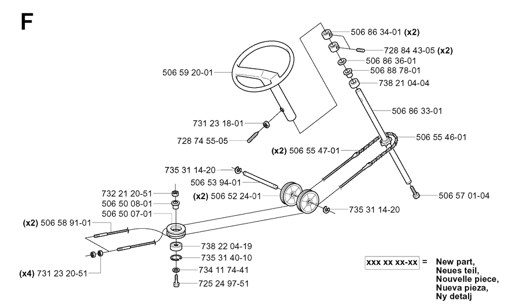 Steering Diagram and Parts List for R11 (953519401)(2006-01) Husqvarna Lawn Tractor