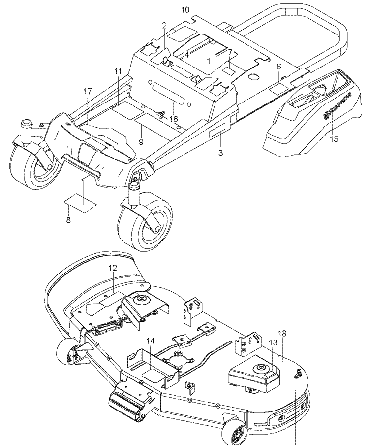 Decals Diagram and Parts List for Z248F (96795390200)(2018-09) Husqvarna Lawn Mower
