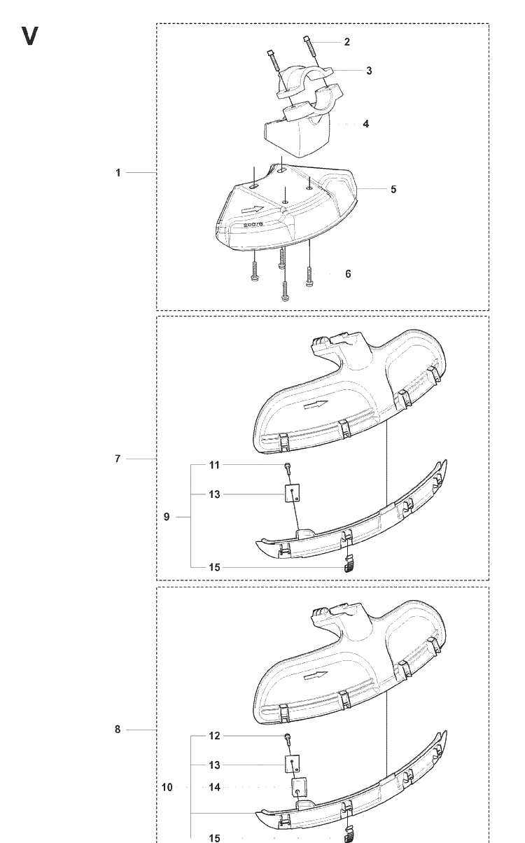Guards Diagram and Parts List for 241RJ  Husqvarna Brush Cutter