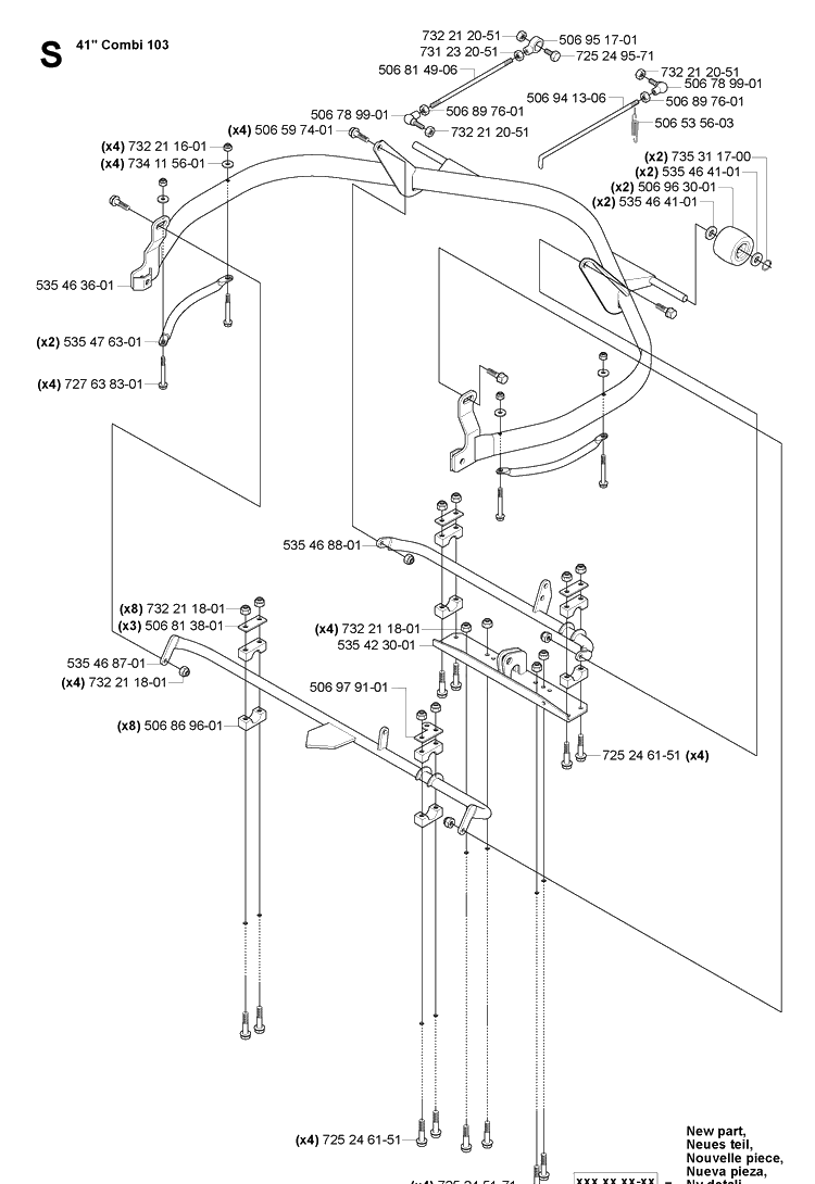 Deck Frame Diagram and Parts List for RIDER155 2006-01 Husqvarna Lawn Tractor