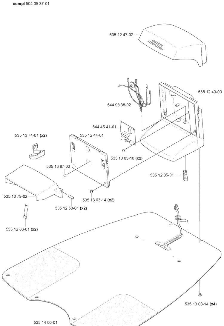 Charging Station Diagram and Parts List for 230ACX 2007-07 Husqvarna Lawn Mower