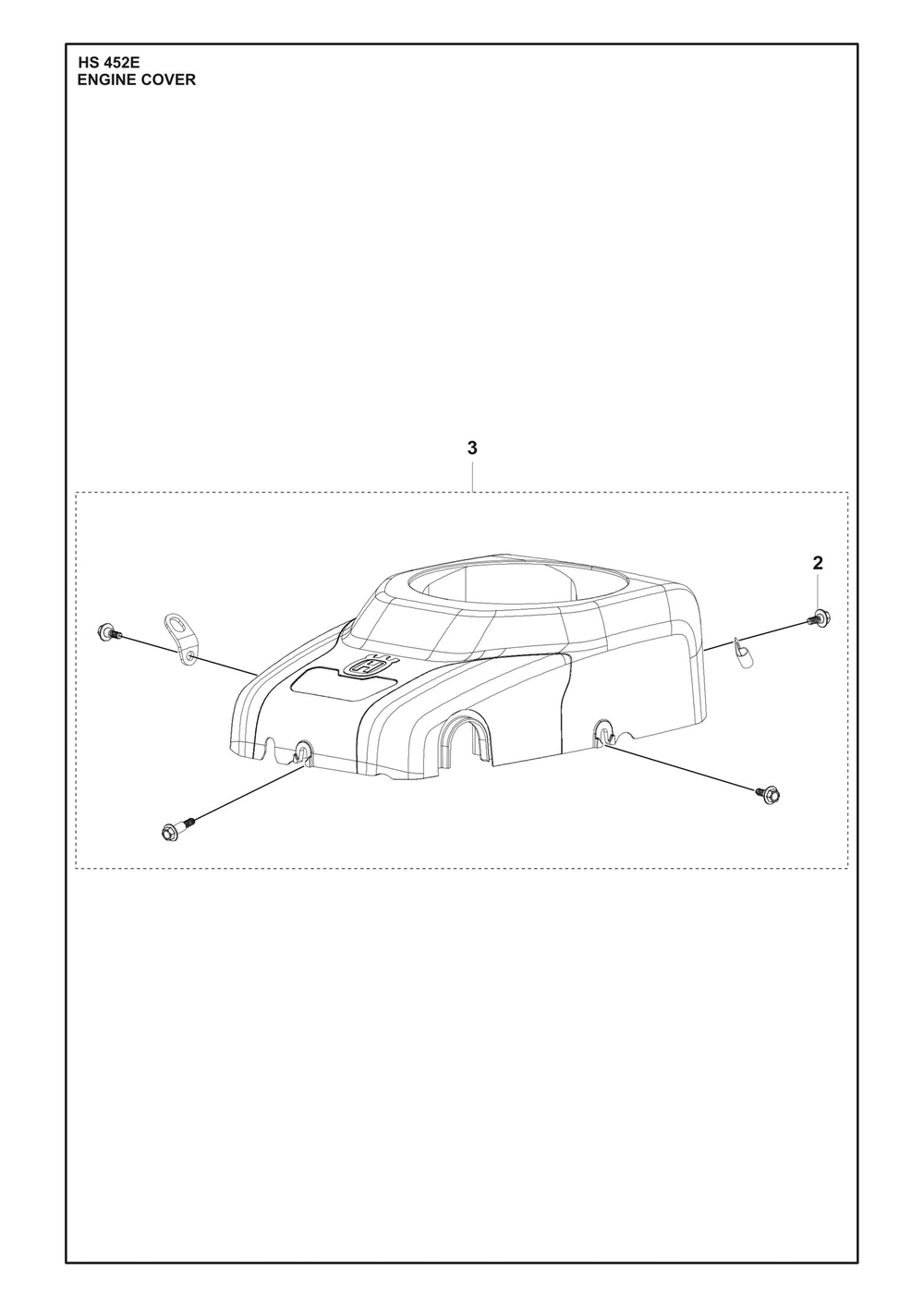 Engine Cover Diagram and Parts List for HS452E  Husqvarna Engine