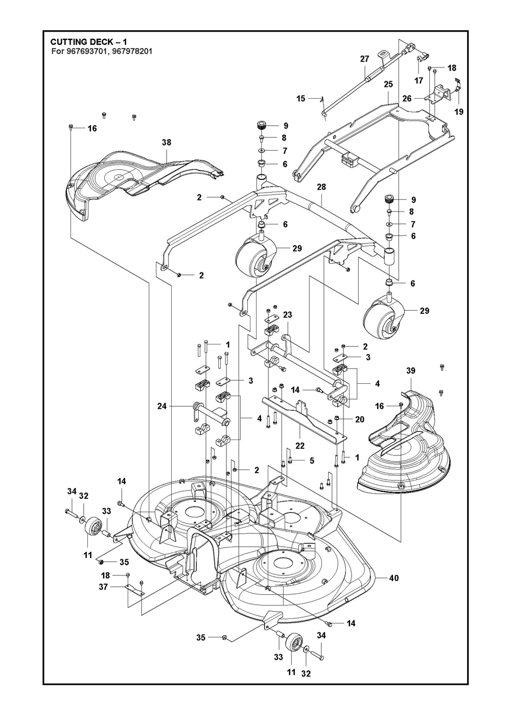 44/112cm Cutting Deck Diagram and Parts List for 112RC300  Husqvarna Lawn Tractor Accessories