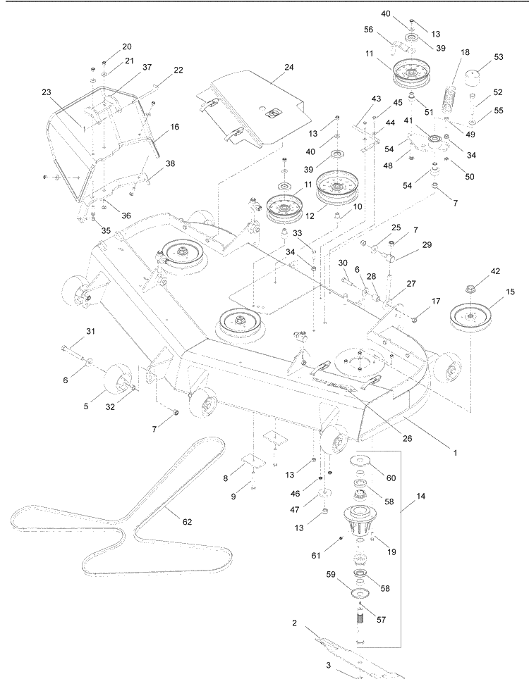 61 Inch Cutting Deck Diagram and Parts List for IZ5223VAN (968999706)(2008-12) Husqvarna Lawn Mower
